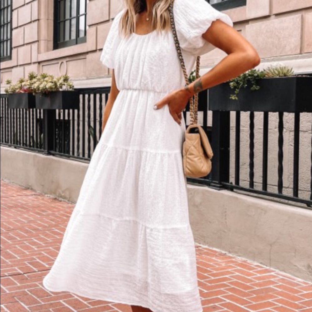 ASTR White Tiered Dress